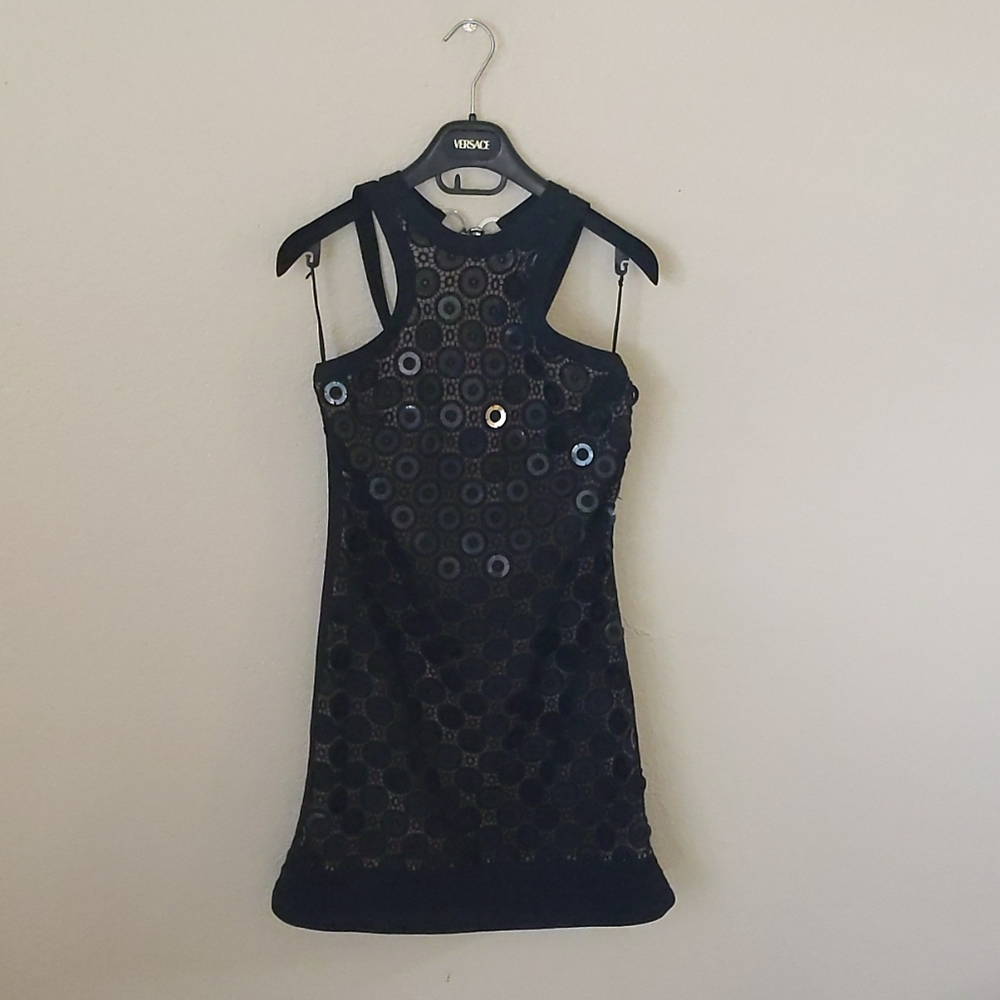 VERSACE black sequin dress